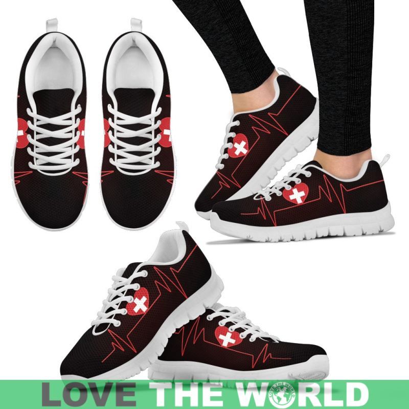 Switzerland Heart Beat Men's / Women's Sneakers Shoes RLT13 - Wonder Print Shop