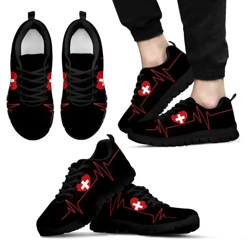 Switzerland Heart Beat Men's / Women's Sneakers Shoes RLT13 - Wonder Print Shop