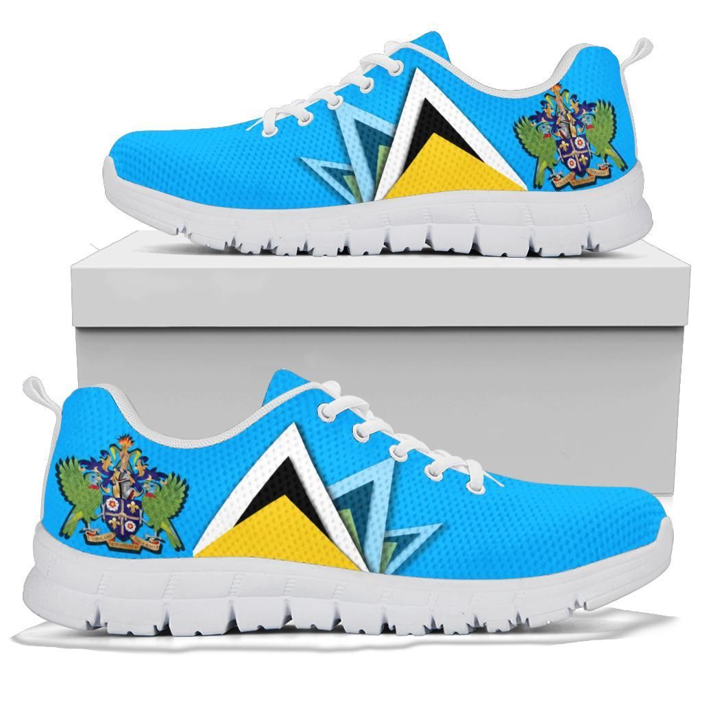 Saint Lucia Sneakers Flag With Coat Of Arms RLT6 - Wonder Print Shop