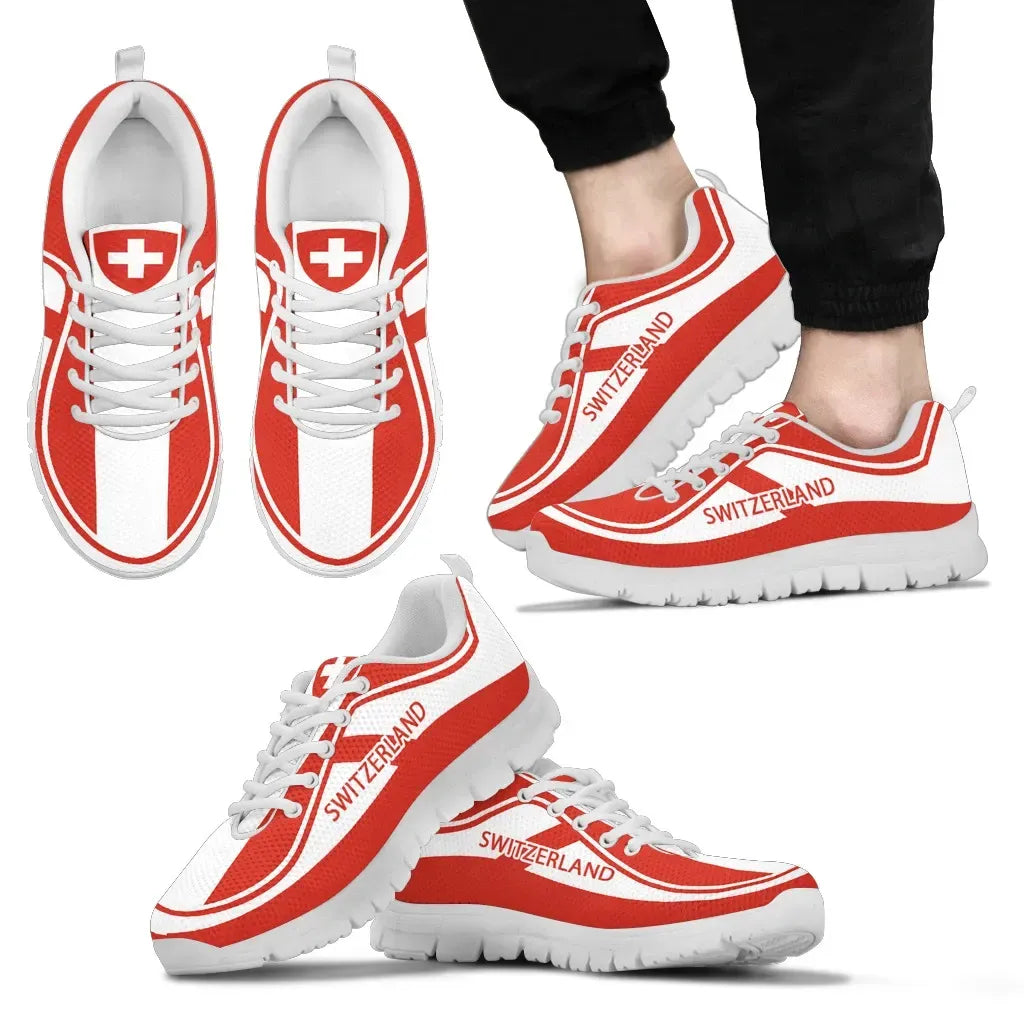 Switzerland Flag Color Sneakers RLT13 - Wonder Print Shop