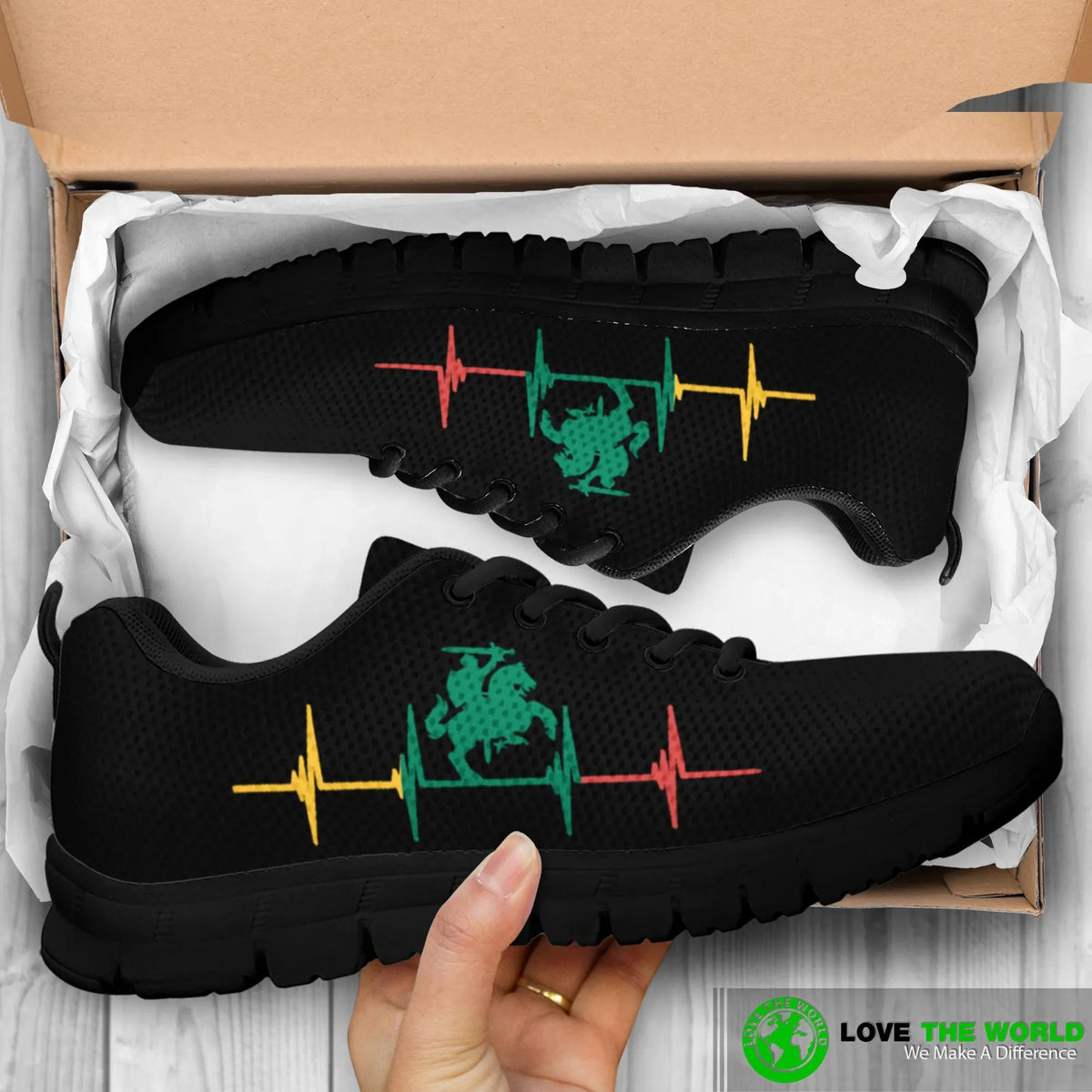 Lithuania Shoes - Vytis Heartbeat Style Sneakers RLT6 - Wonder Print Shop