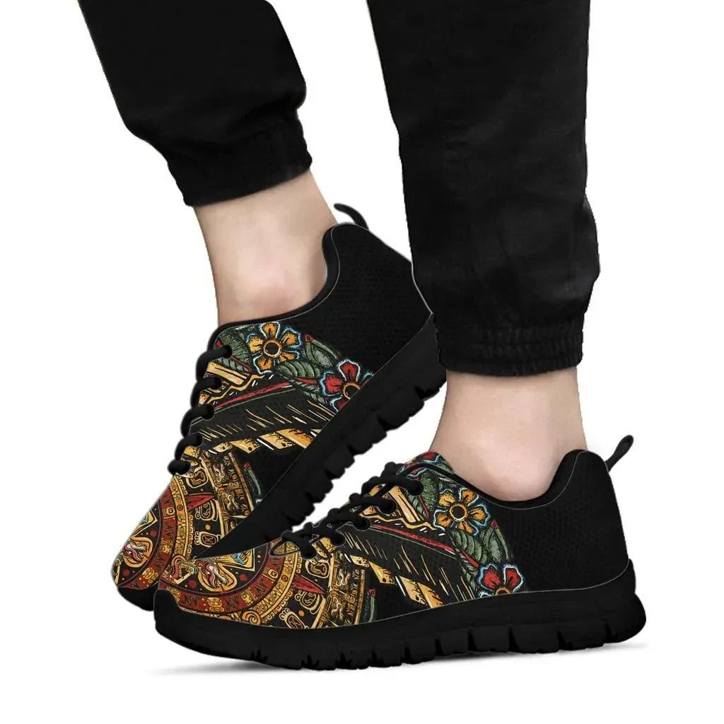 Mexico Aztec Sneakers The Ancient Aztec Calendar 02 RLT13 - Wonder Print Shop