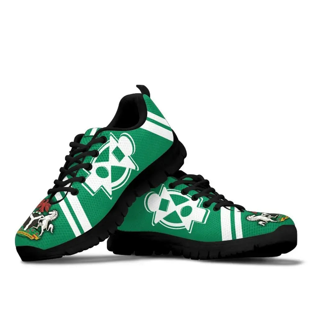 Nigeria Sneakers Nigerian Flag and Coat Of Arms Boa Me Na Me Mmoa Wo RLT8 - Wonder Print Shop