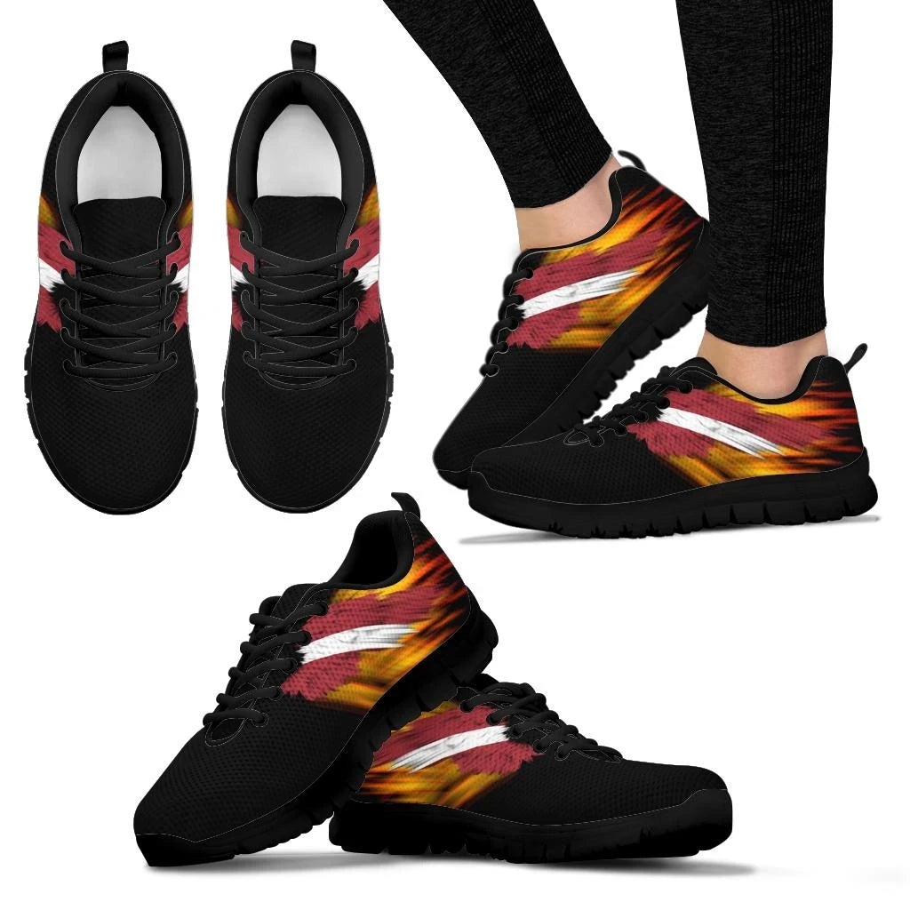 Latvia Sneakers - Fire Wings and Flag8 RLT6 - Wonder Print Shop