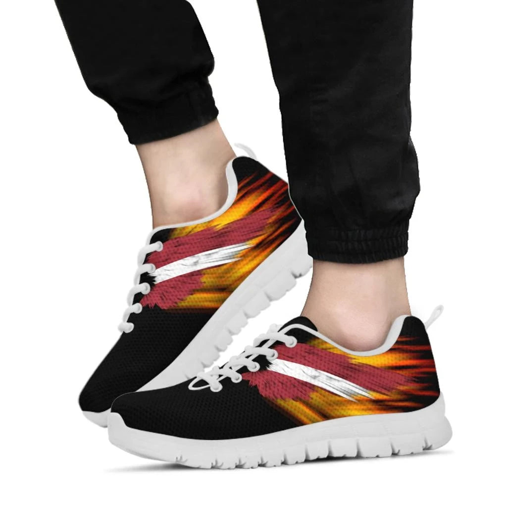 Latvia Sneakers - Fire Wings and Flag8 RLT6 - Wonder Print Shop