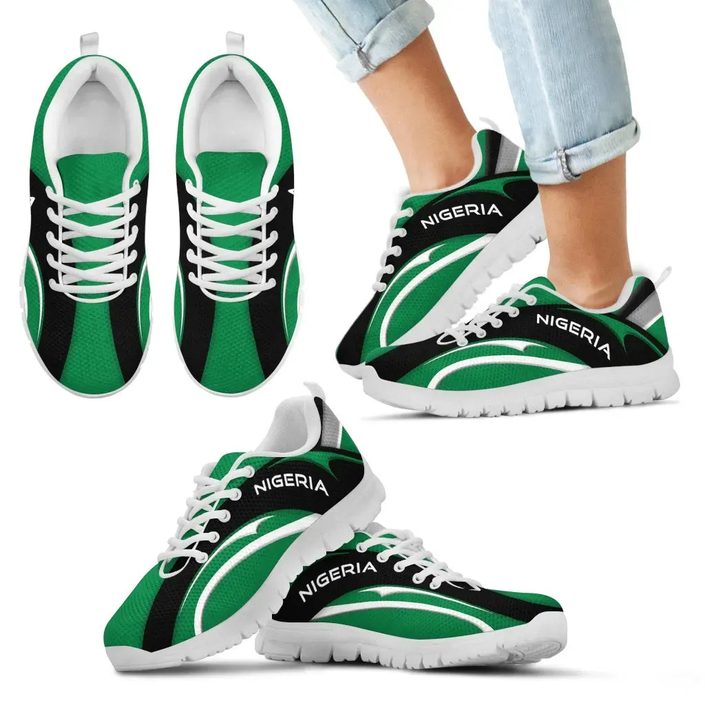Nigeria Flag Sneakers Camber Style RLT8 - Wonder Print Shop