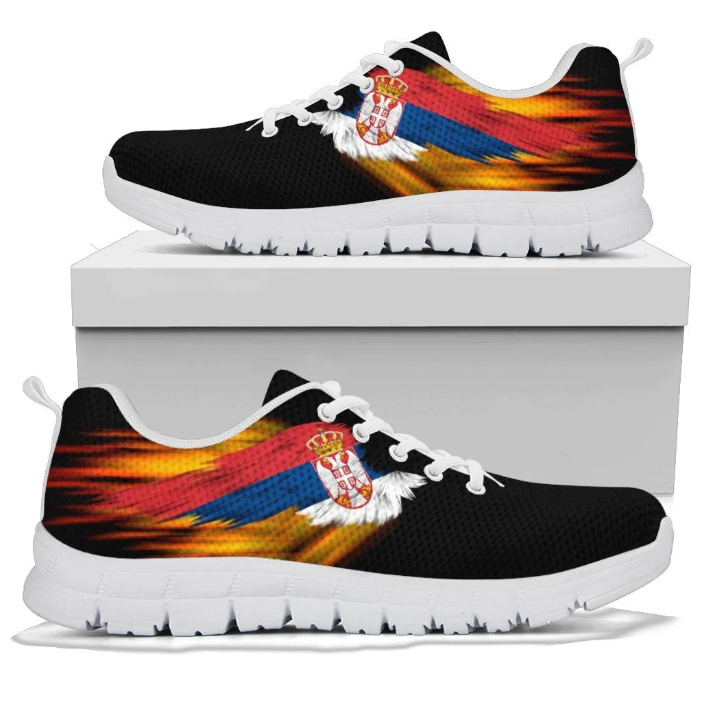 Serbia Sneakers Fire Wings and Flag RLT7 - Wonder Print Shop