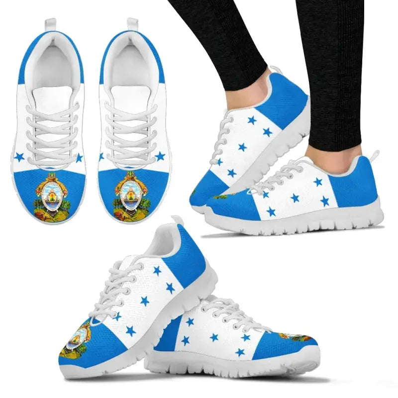 Honduras Sneakers - Honduras Flag and Coat Of Arms Mens/Womens/Kids Shoes RLT8 - Wonder Print Shop