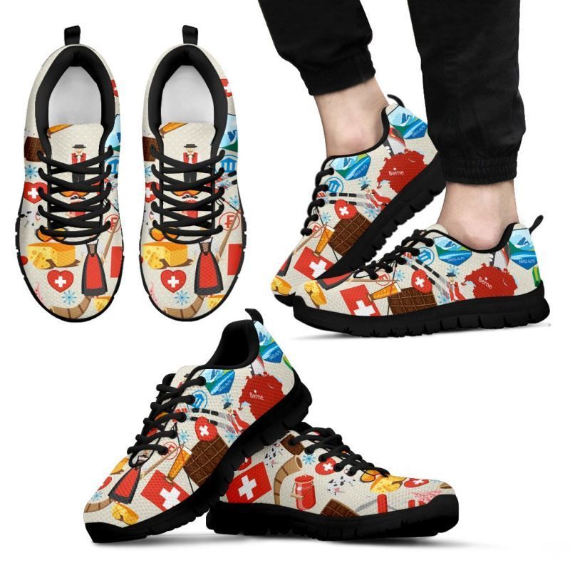 Switzerland Icons Pattern Sneakers RLT13 - Wonder Print Shop