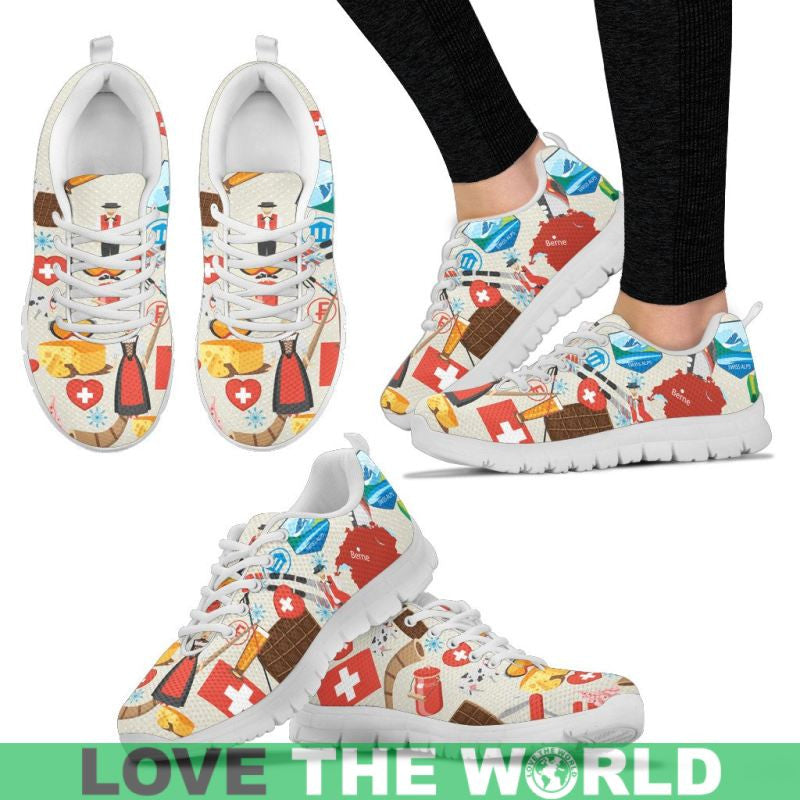 Switzerland Icons Pattern Sneakers RLT13 - Wonder Print Shop