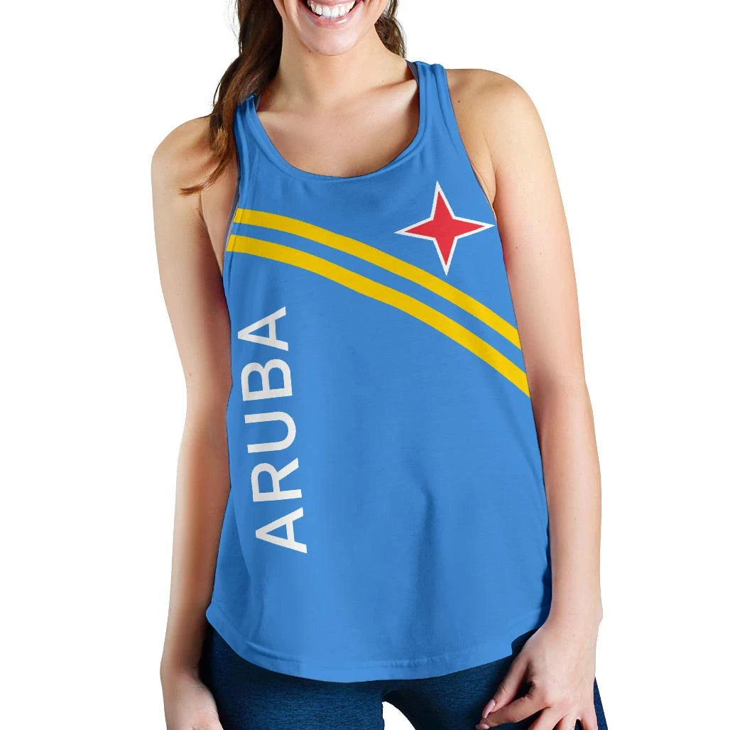 Aruba Women's Racerback tank , Aruba Coat Of Arms RLT7 - Wonder Print Shop