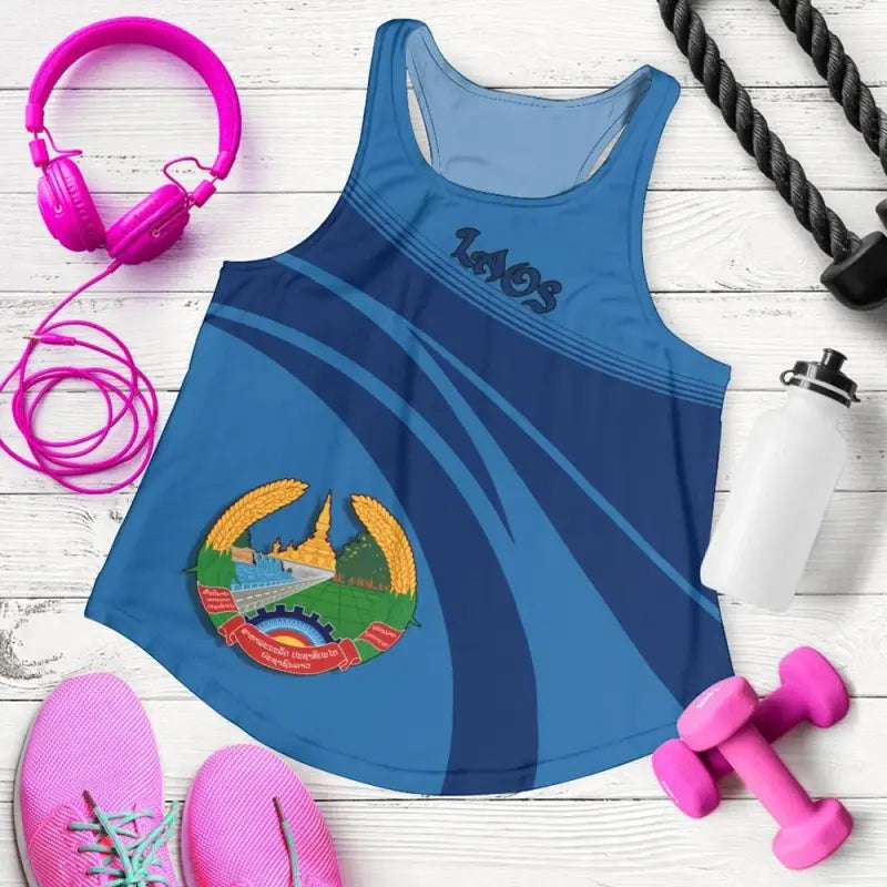 Laos Coat Of Arms Women Tanktop Cricket RLT8 - Wonder Print Shop