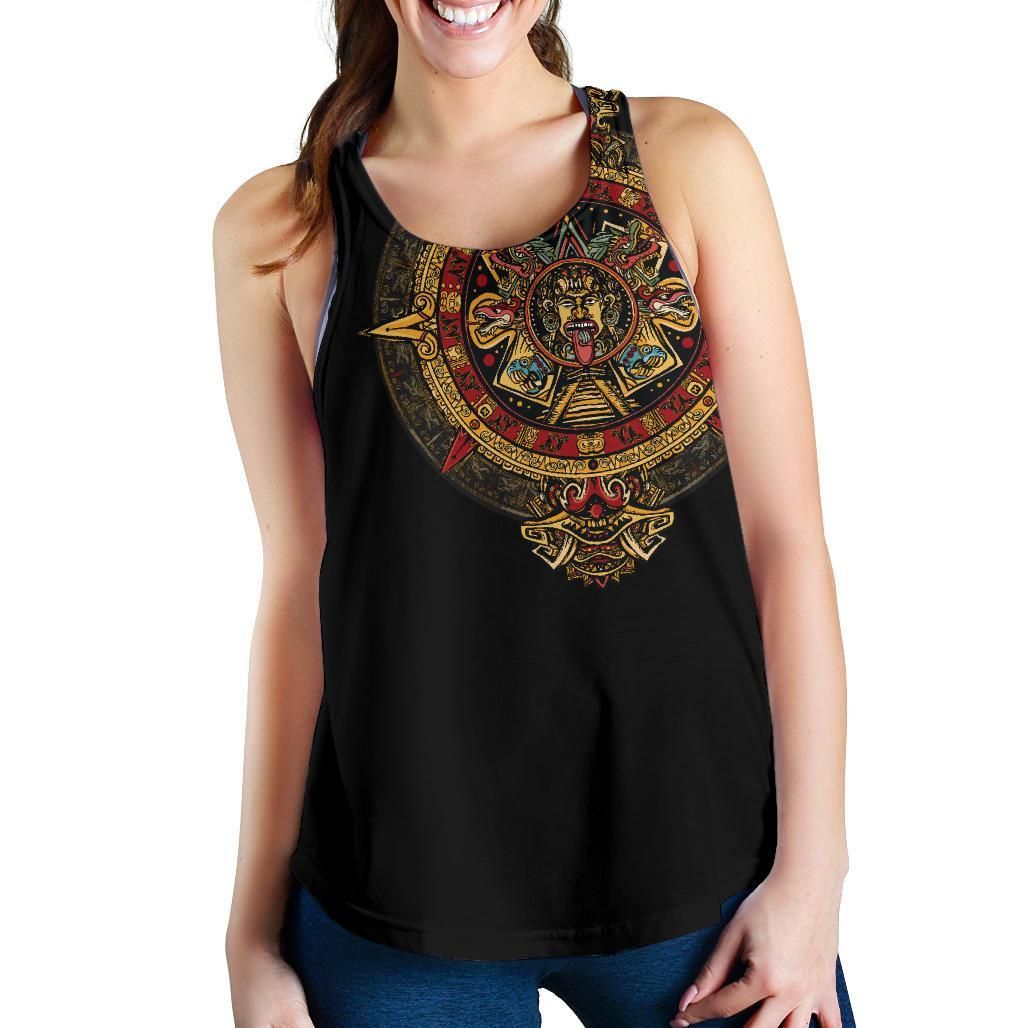 Mexico Women's Racerback Tank Aztec Sun Stone Tattoo RLT13 - Wonder Print Shop