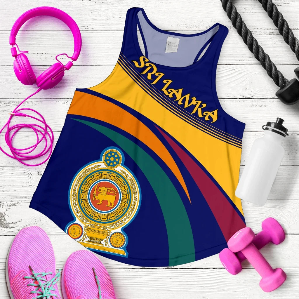 Wonder Print Shop Sri Lanka Lion Coat Of Arms Women's Racerback Tank RLT7 - Wonder Print Shop