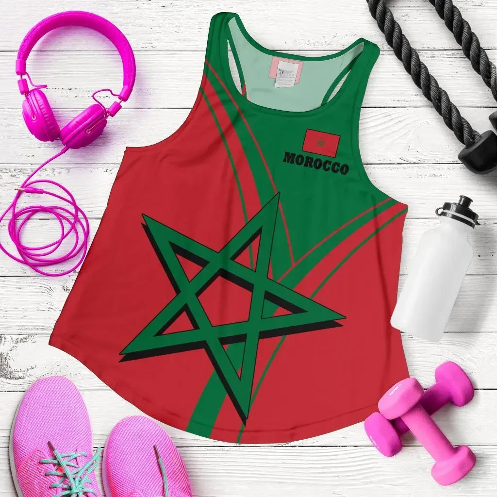 Morocco Women's Racerback Tank Moroccan Pride RLT7 - Wonder Print Shop