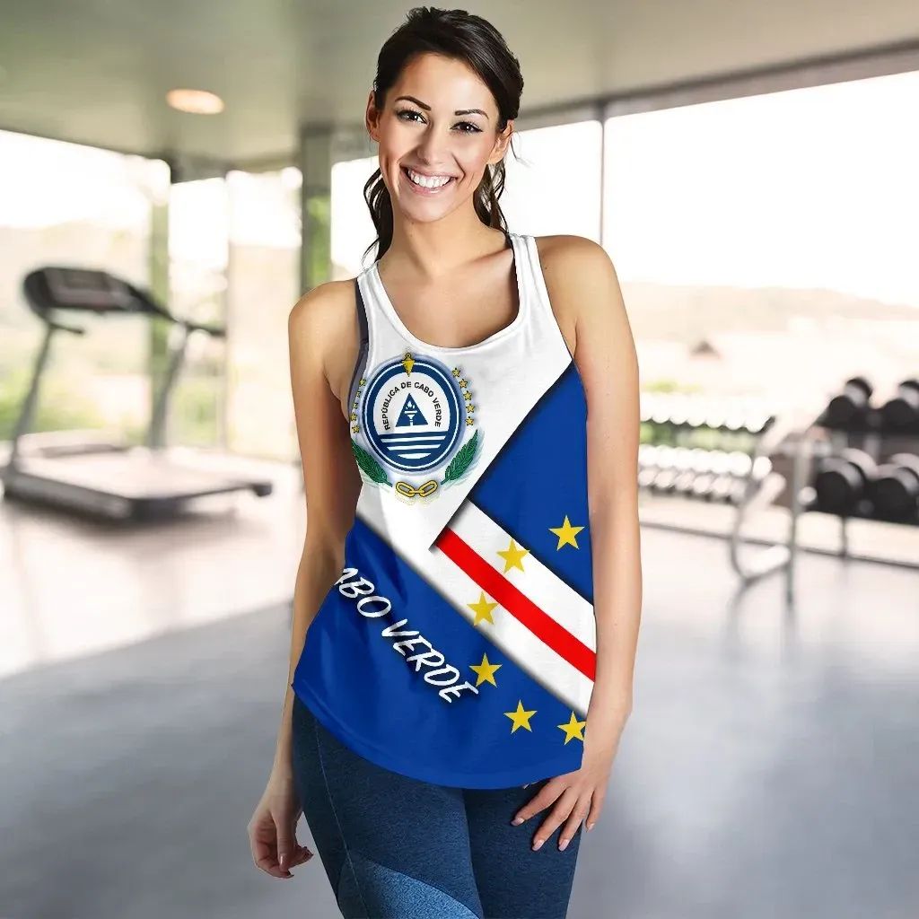 Cabo Verde Women's Racerback Tank - Cabo Verde Flag And Coat Of Arms RLT7 - Wonder Print Shop