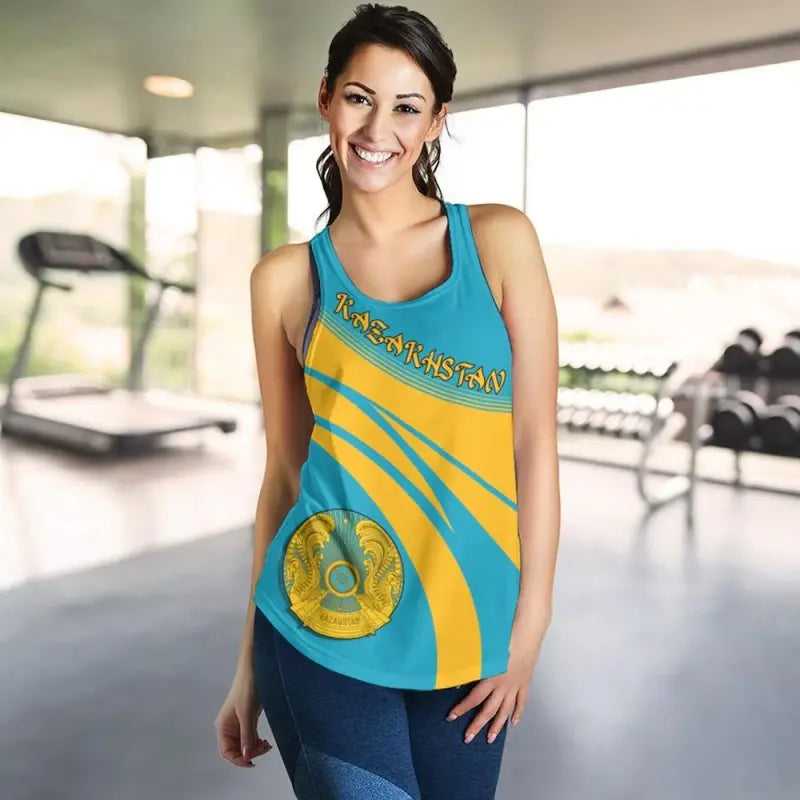 Kazakhstan Coat Of Arms Women Tanktop Cricket RLT8 - Wonder Print Shop