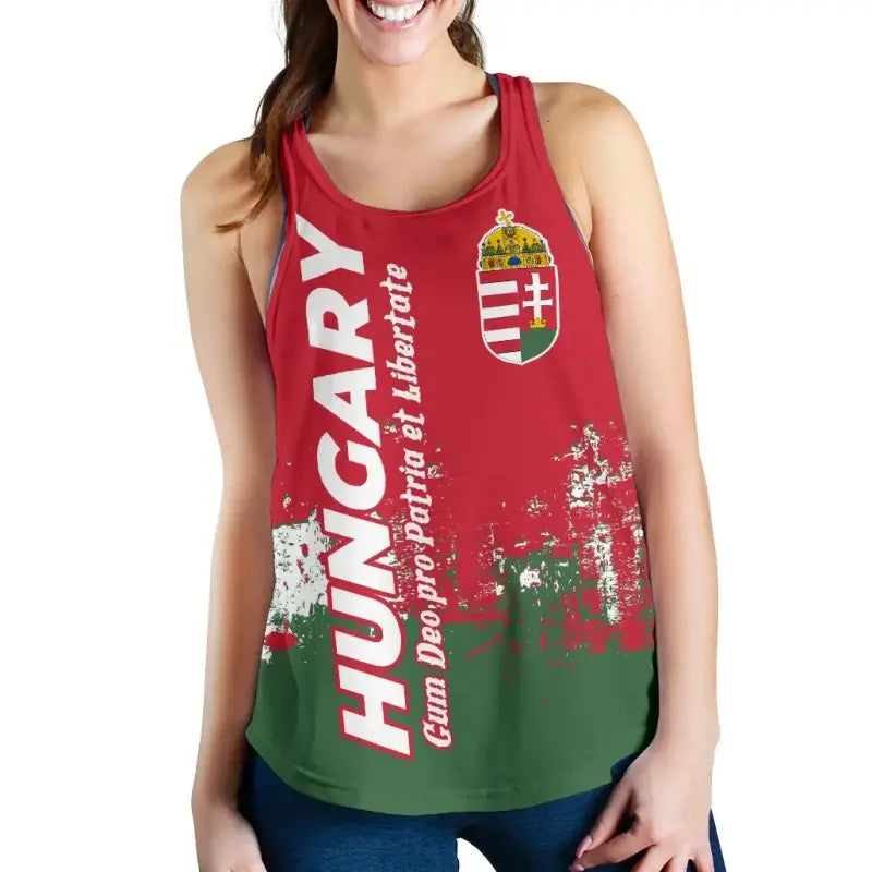 Hungary Womens Racerback Tank, Smudge Style RLT8 - Wonder Print Shop