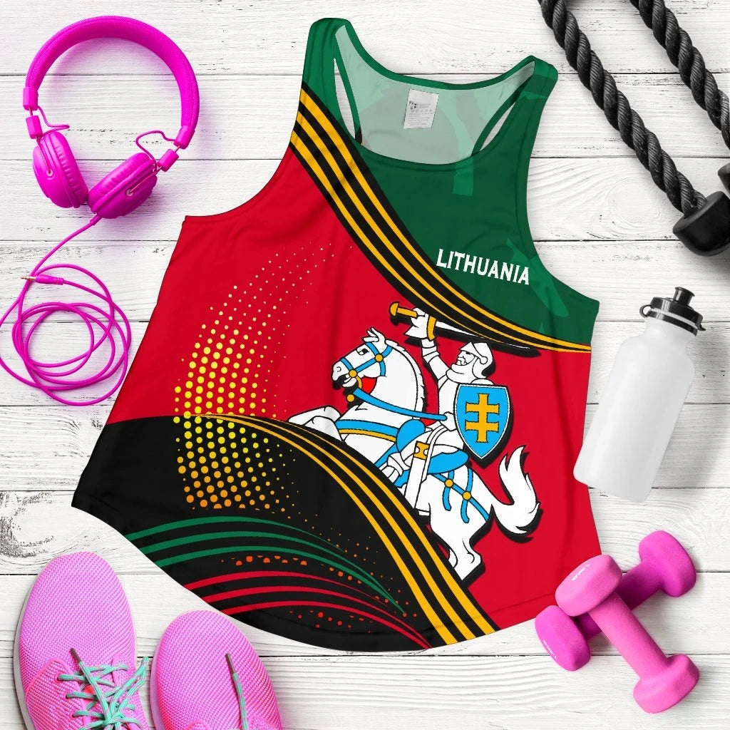 Lithuania Women Racerback Tank Fall In The Wave RLT6 - Wonder Print Shop