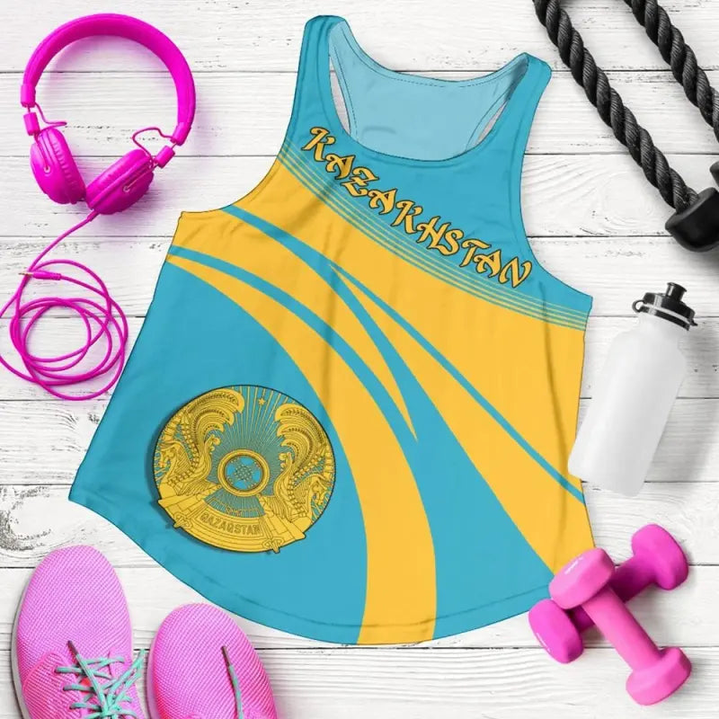 Kazakhstan Coat Of Arms Women Tanktop Cricket RLT8 - Wonder Print Shop