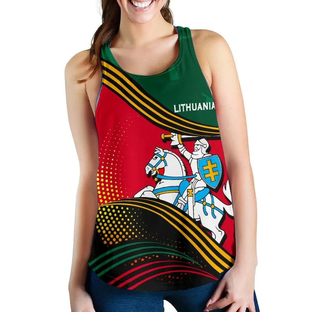 Lithuania Women Racerback Tank Fall In The Wave RLT6 - Wonder Print Shop