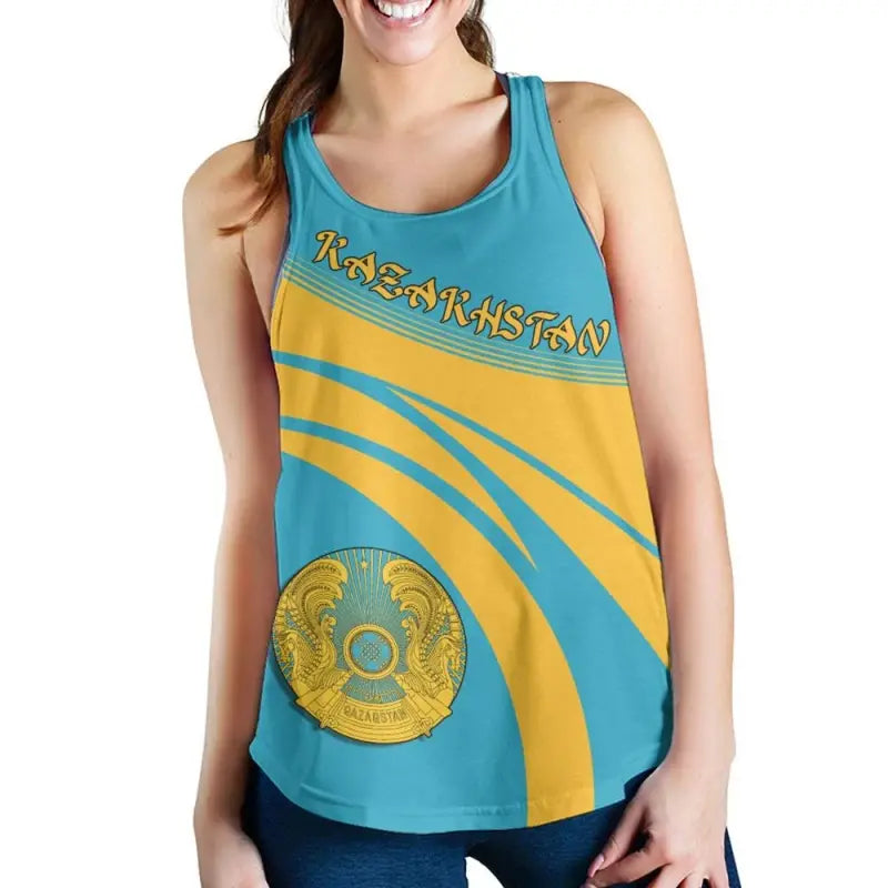 Kazakhstan Coat Of Arms Women Tanktop Cricket RLT8 - Wonder Print Shop