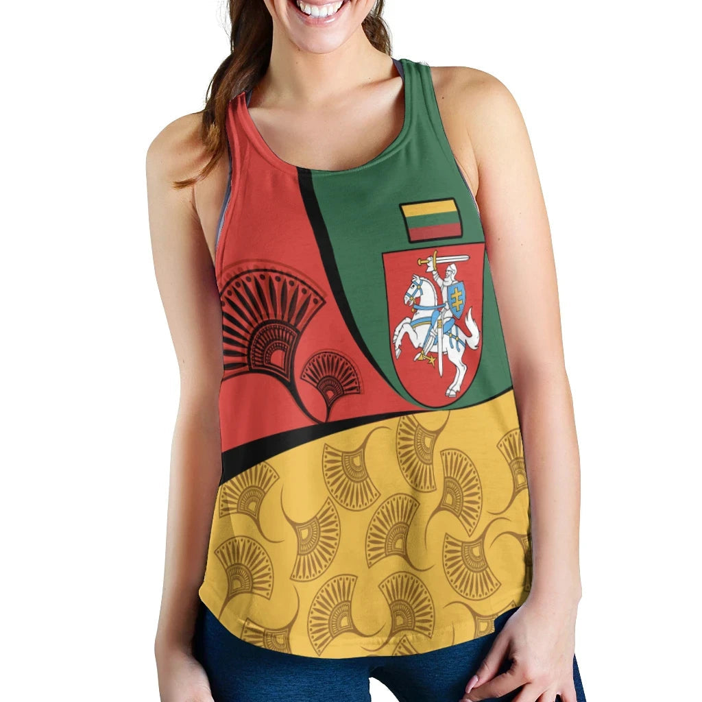 Lithuania Women's Racerback Tank, Flag of Lithuania RLT6 - Wonder Print Shop