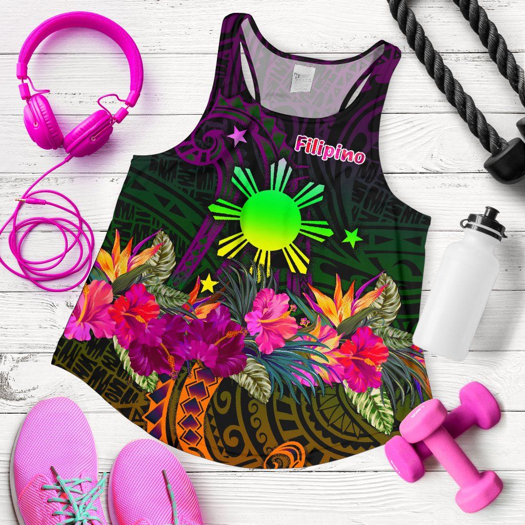 The Phillipines Women's Racerback Tank, Summer Hibiscus RLT6 - Wonder Print Shop