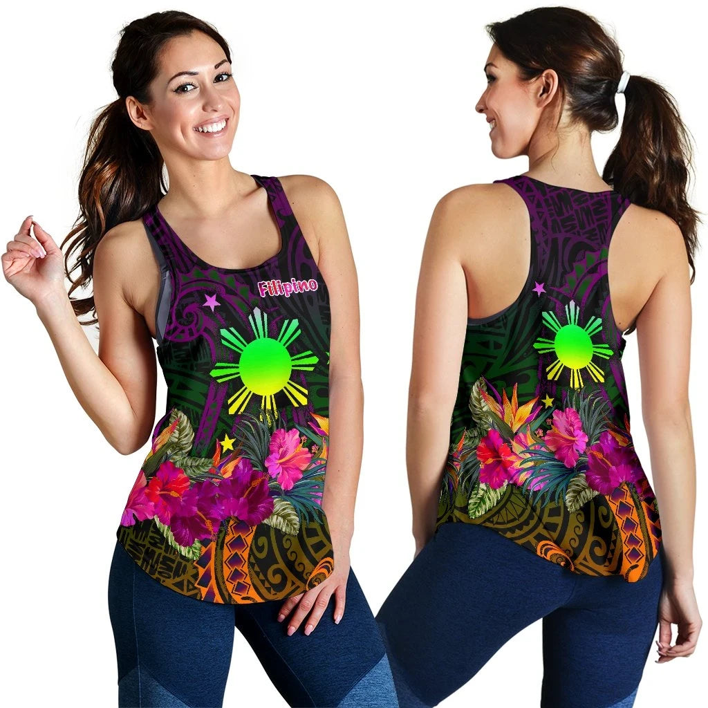 The Phillipines Women's Racerback Tank, Summer Hibiscus RLT6 - Wonder Print Shop