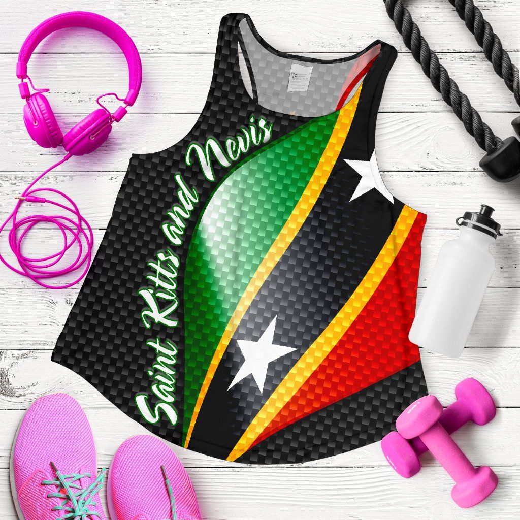 Saint Kitts and Nevis Women's Racerback Tank, Saint Kitts and Nevis Flag, Ver 01 RLT6 - Wonder Print Shop