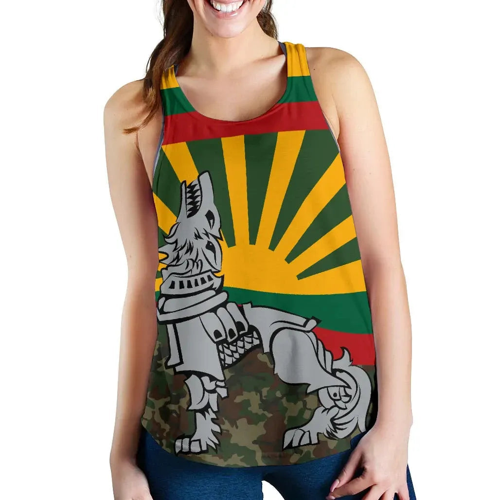 Lithuania Women's Racerback Tank Iron Wolf RLT6 - Wonder Print Shop
