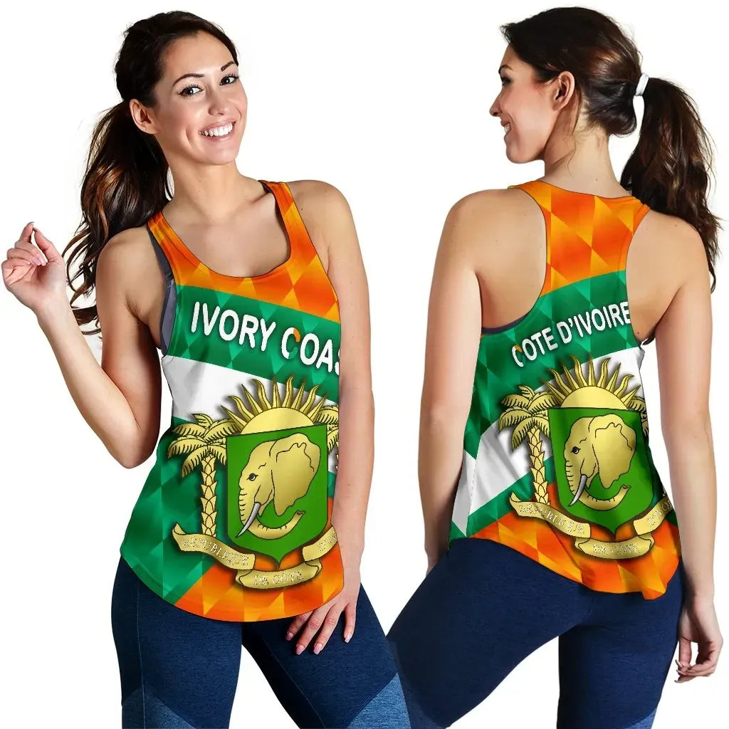 Ivory Coast Women Racerback Tank Sporty Style RLT7 - Wonder Print Shop