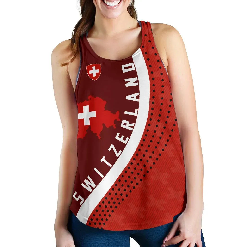 Switzerland Map Generation Ii Women's Racerback Tank RLT13 - Wonder Print Shop