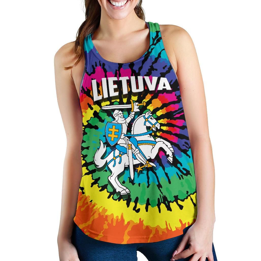 Lithuania Women Racerback Tank Tie Dye RLT6 - Wonder Print Shop