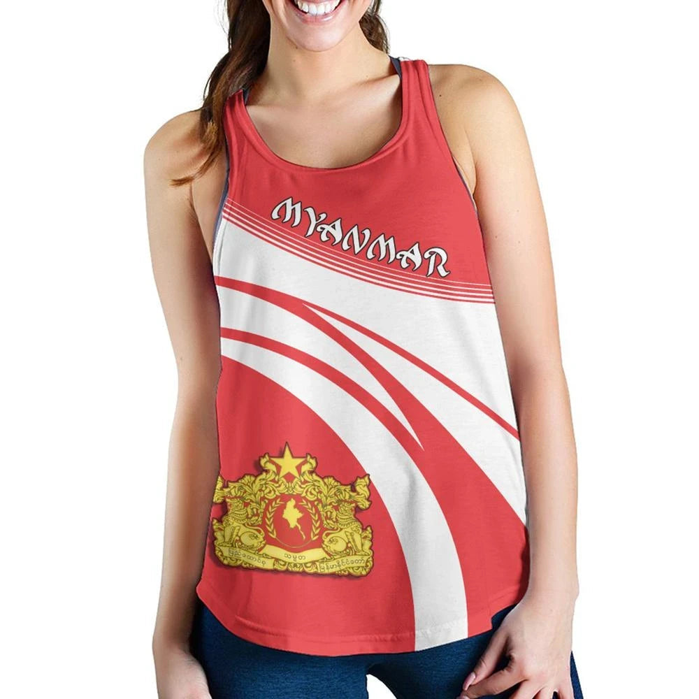 Myanmar Coat Of Arms Women Tanktop Cricket RLT7 - Wonder Print Shop