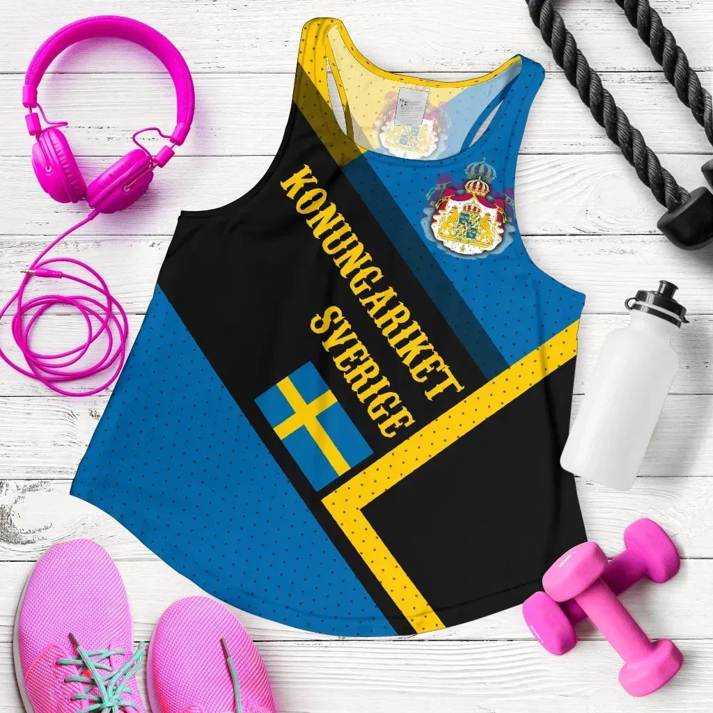 Sweden Women's Racerback Tank Kingdom Of Sweden RLT7 - Wonder Print Shop