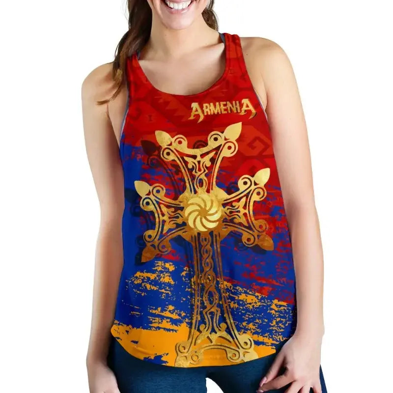 Armenia Khachkar, Armenian Cross Special Womens Racerback Tank RLT8 - Wonder Print Shop
