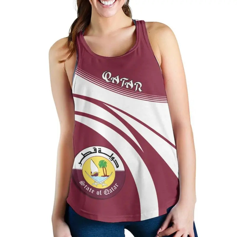 Qatar Coat Of Arms Women Tanktop Cricket RLT12 - Wonder Print Shop