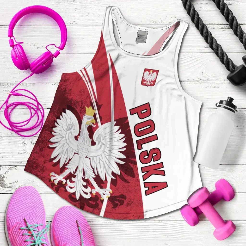 Poland Women's Racerback Tank Flag and Coat Of Arm Of Poland RLT7 - Wonder Print Shop