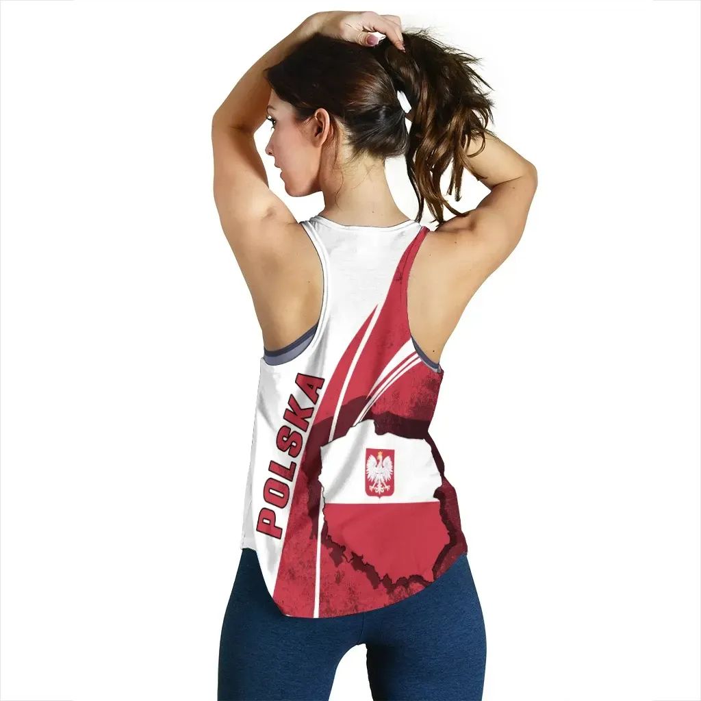 Poland Women's Racerback Tank Flag and Coat Of Arm Of Poland RLT7 - Wonder Print Shop