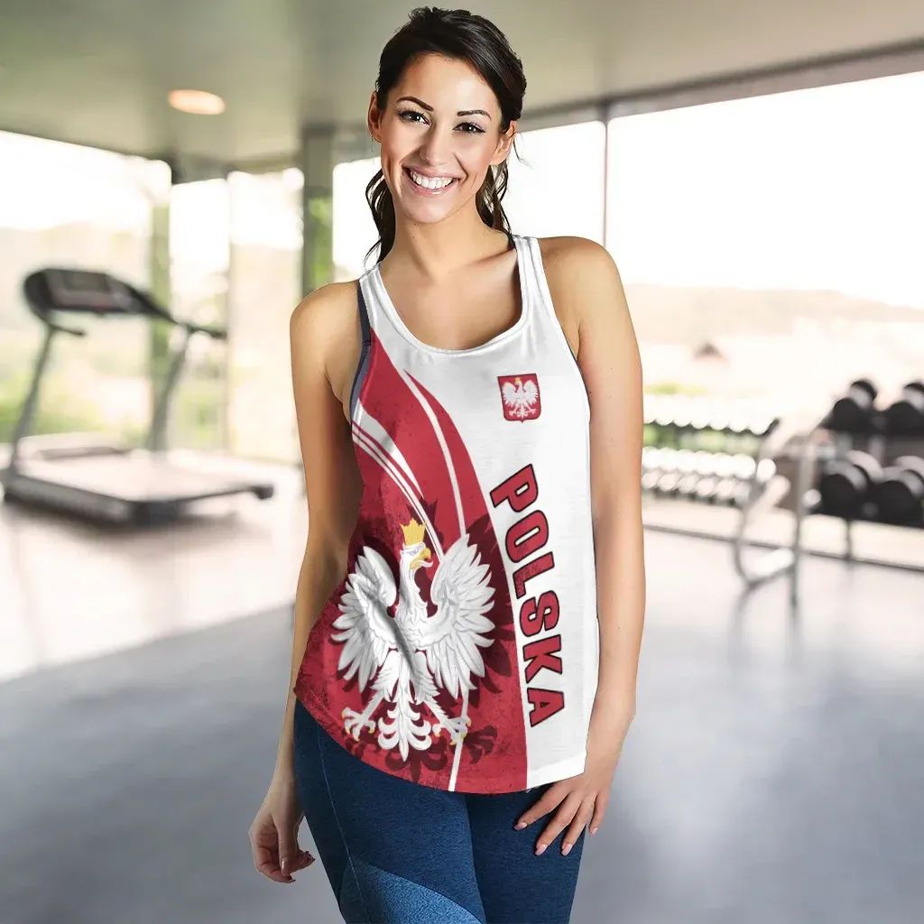 Poland Women's Racerback Tank Flag and Coat Of Arm Of Poland RLT7 - Wonder Print Shop