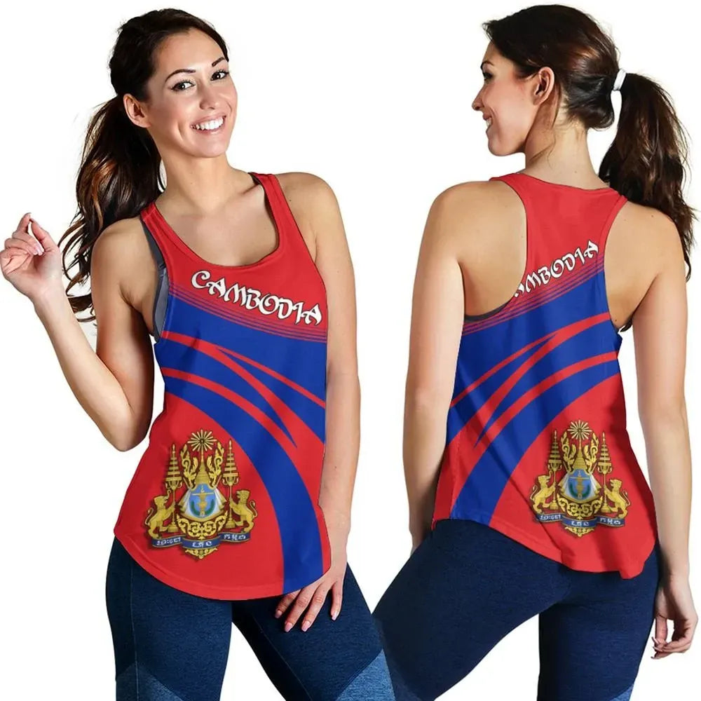 Cambodia Coat Of Arms Women Tanktop Cricket RLT7 - Wonder Print Shop