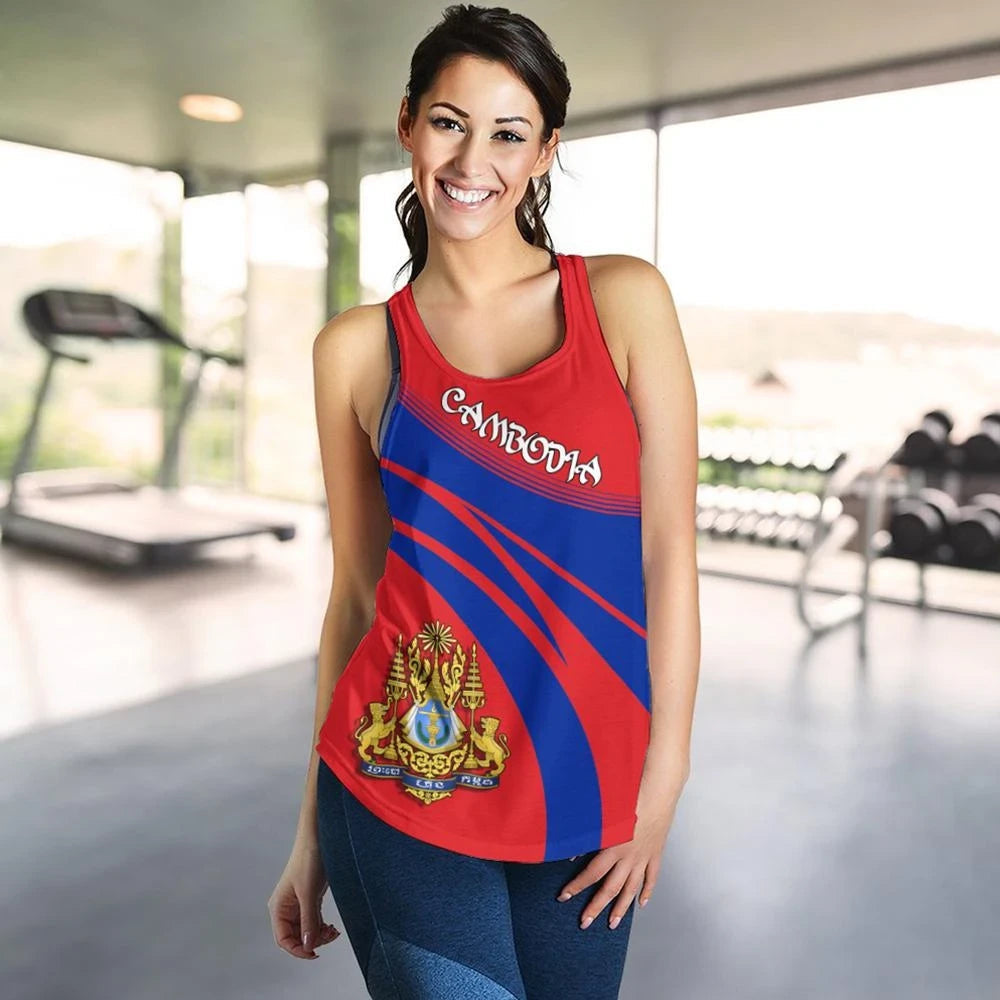 Cambodia Coat Of Arms Women Tanktop Cricket RLT7 - Wonder Print Shop