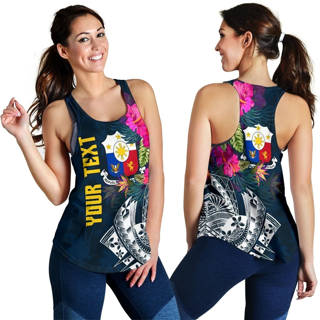 The Philippines Personalised Women's Racerback Tank, Summer Vibes RLT6 - Wonder Print Shop