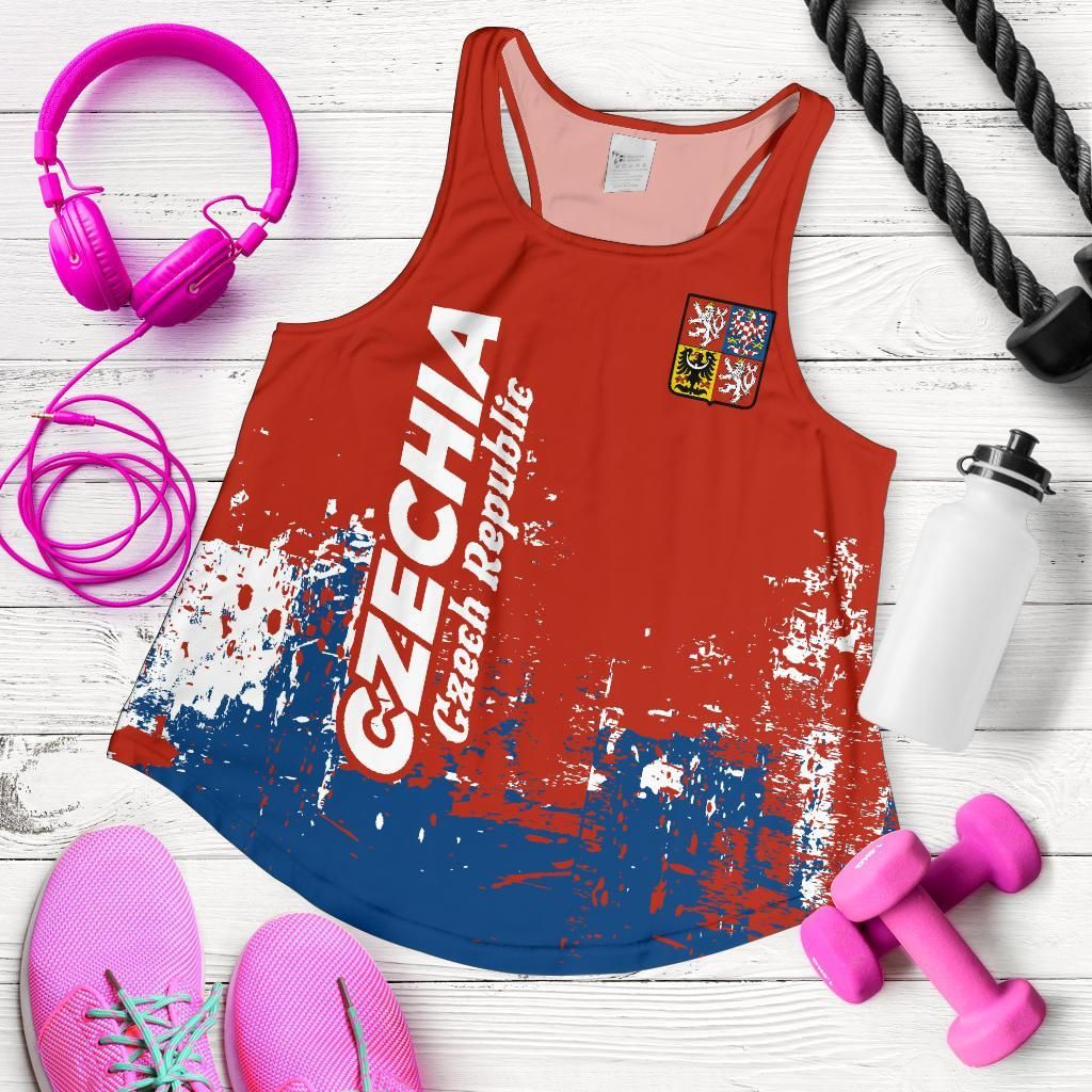 Czech Republic Women Racerback Tank , Smudge Style RLT13 - Wonder Print Shop