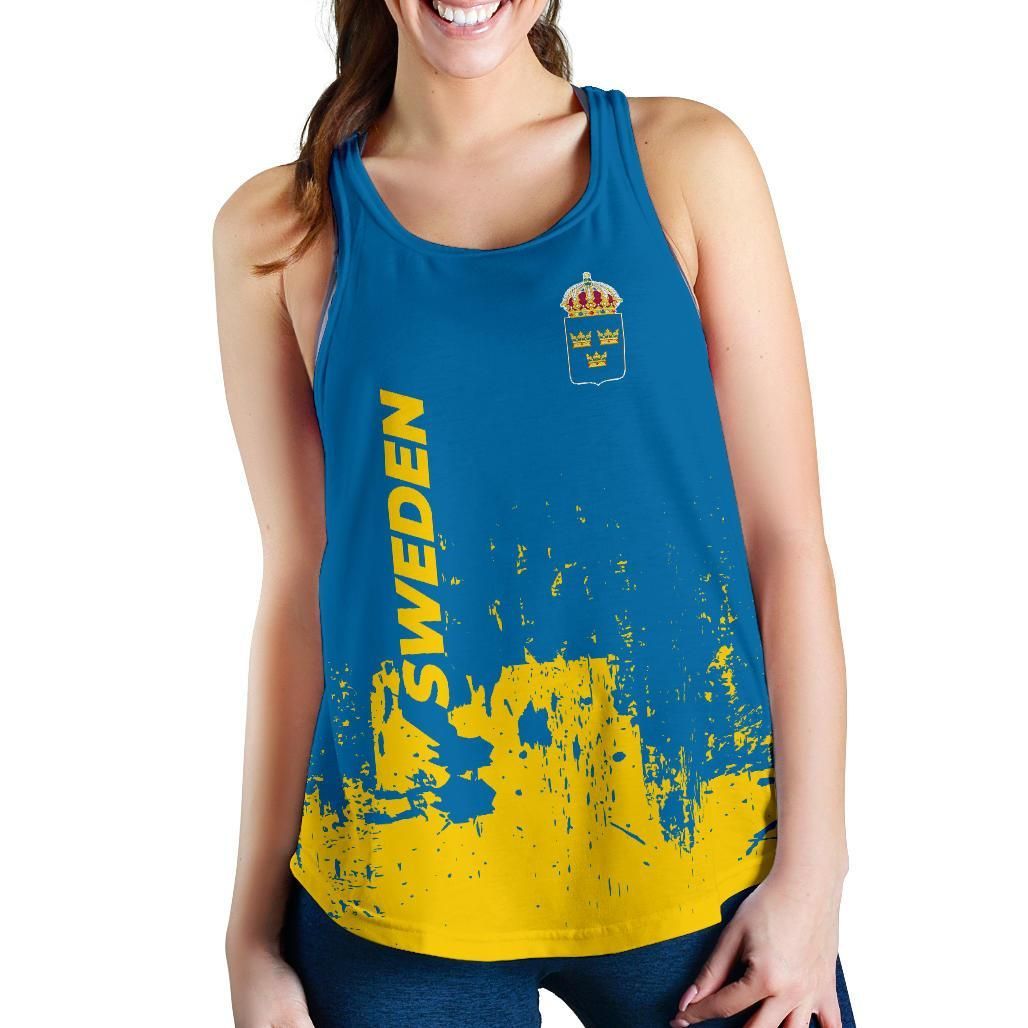 Sweden Women Racerback Tank Smudge Style RLT7 - Wonder Print Shop