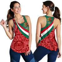 Mexico Women's Racerback Tank, Mexico Coat Of Arms With Aztec Patterns RLT13 - Wonder Print Shop