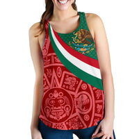 Mexico Women's Racerback Tank, Mexico Coat Of Arms With Aztec Patterns RLT13 - Wonder Print Shop
