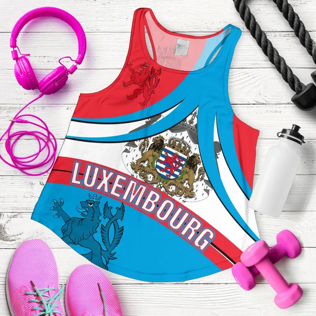 Luxembourg Women's Racerback Tank, Ltzebuerg Coat of Arms, RLT6 - Wonder Print Shop