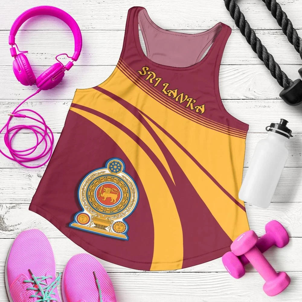 Sri Lanka Coat Of Arms Women Tanktop Cricket RLT7 - Wonder Print Shop